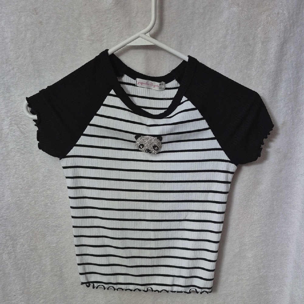 Black and White Striped Kids Tee